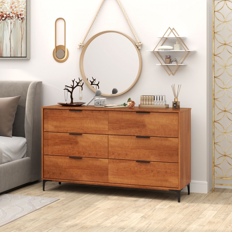 6-Drawer Dresser with Interlock System for Bedroom Living Room
