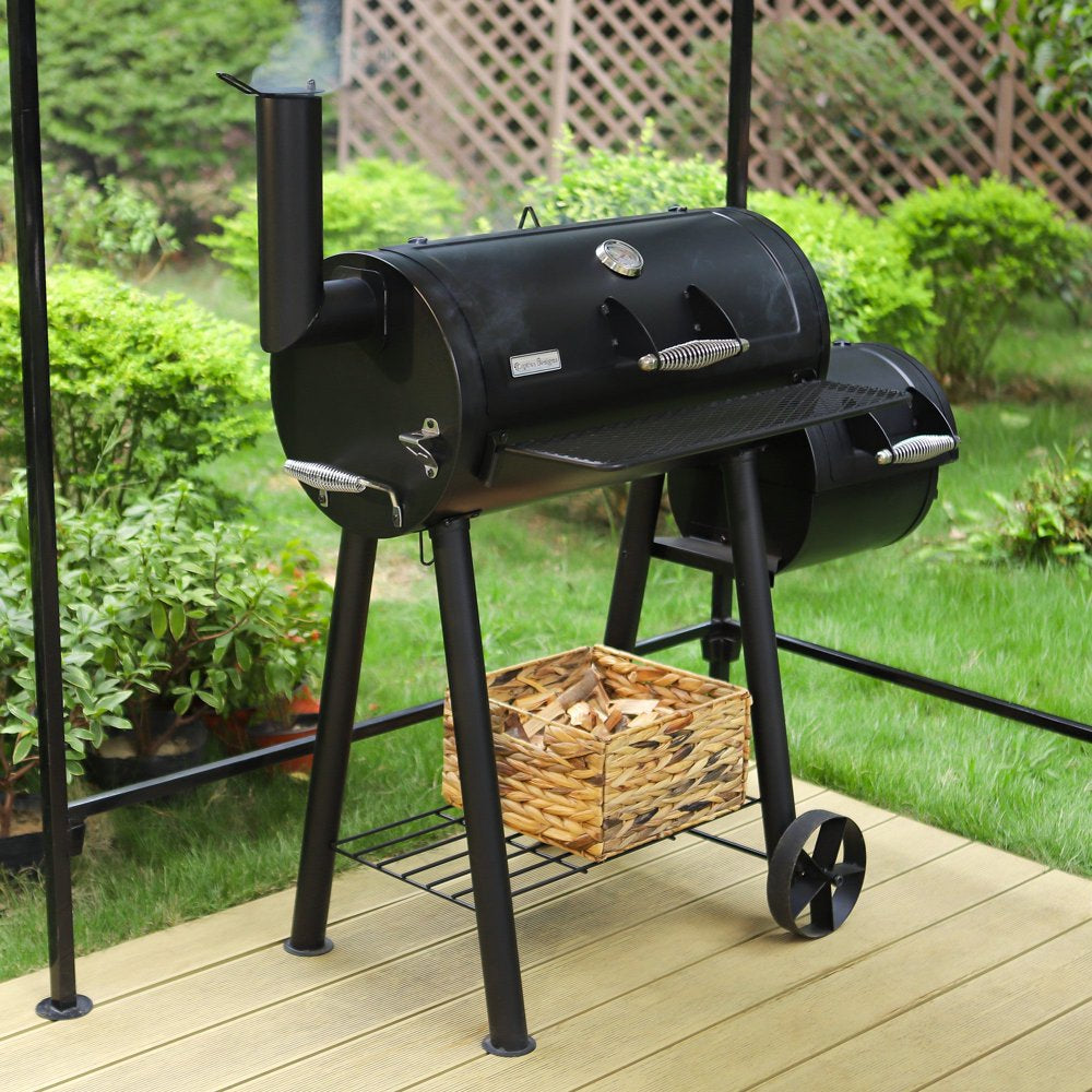Sophia & William Portable Charcoal BBQ Grill with Offset Smoker, 512 sq. in. Cooking Area, Rust-Resistant, Easy Clean, Built-in Thermometer