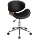 Adjustable Leather Office Chair Swivel Bentwood Desk Chair with Curved Seat