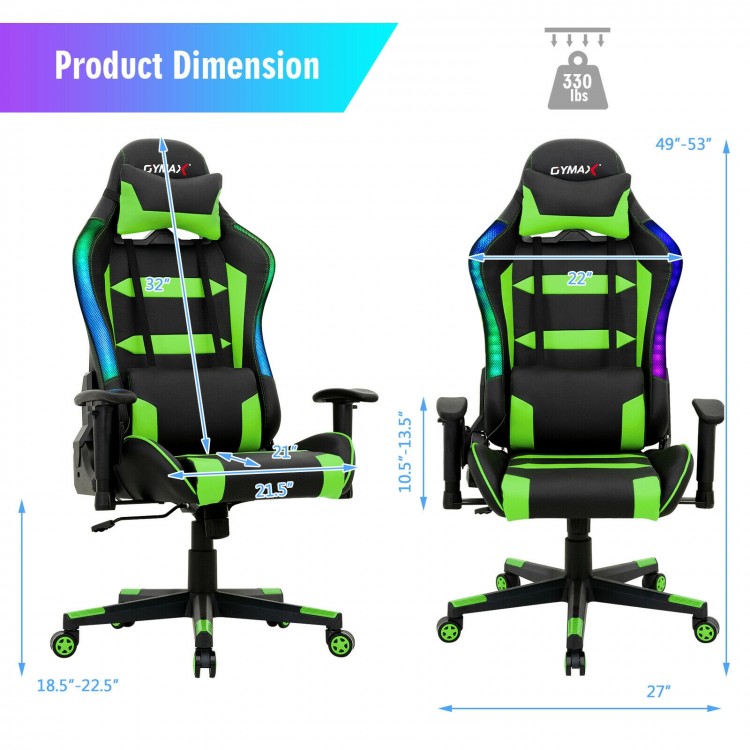 RGB Gaming Chair with LED Lights and Remote