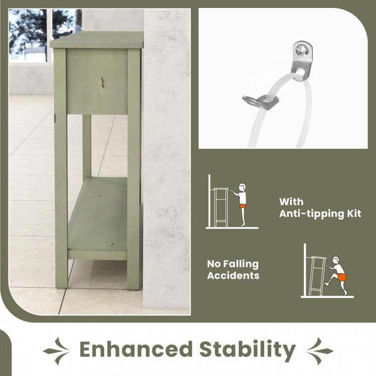 48 Inch Farmhouse Console Table with 2 Drawers and Open Storage Shelf for Hallway