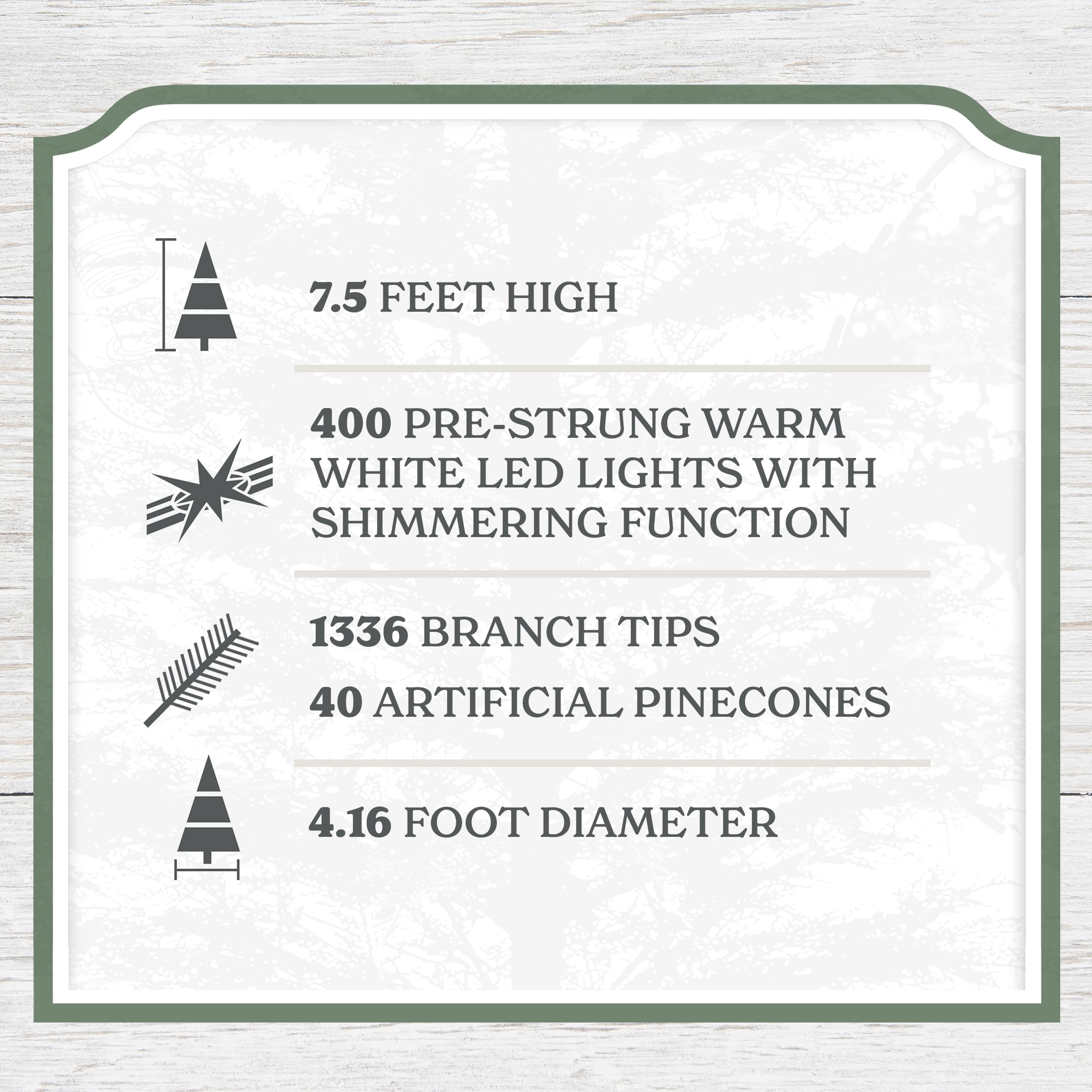 My Texas House 7.5ft Flocked Birmingham Fir Artificial Christmas Tree with 400 LED Lights