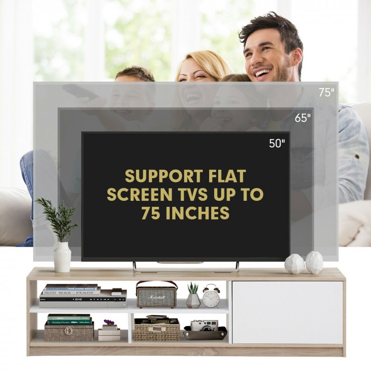 63 Inch TV Stand with Push-to-Open Door Cabinet for TVs up to 75 Inch
