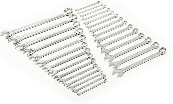 28 Pc. 6 Pt. Combination Wrench Set, SAE/Metric   81923, Chrome