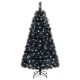 6/7/8 Feet Black Artificial Halloween Christmas Tree with PVC Branch Tips and 210/320/450 Cool White LED Lights