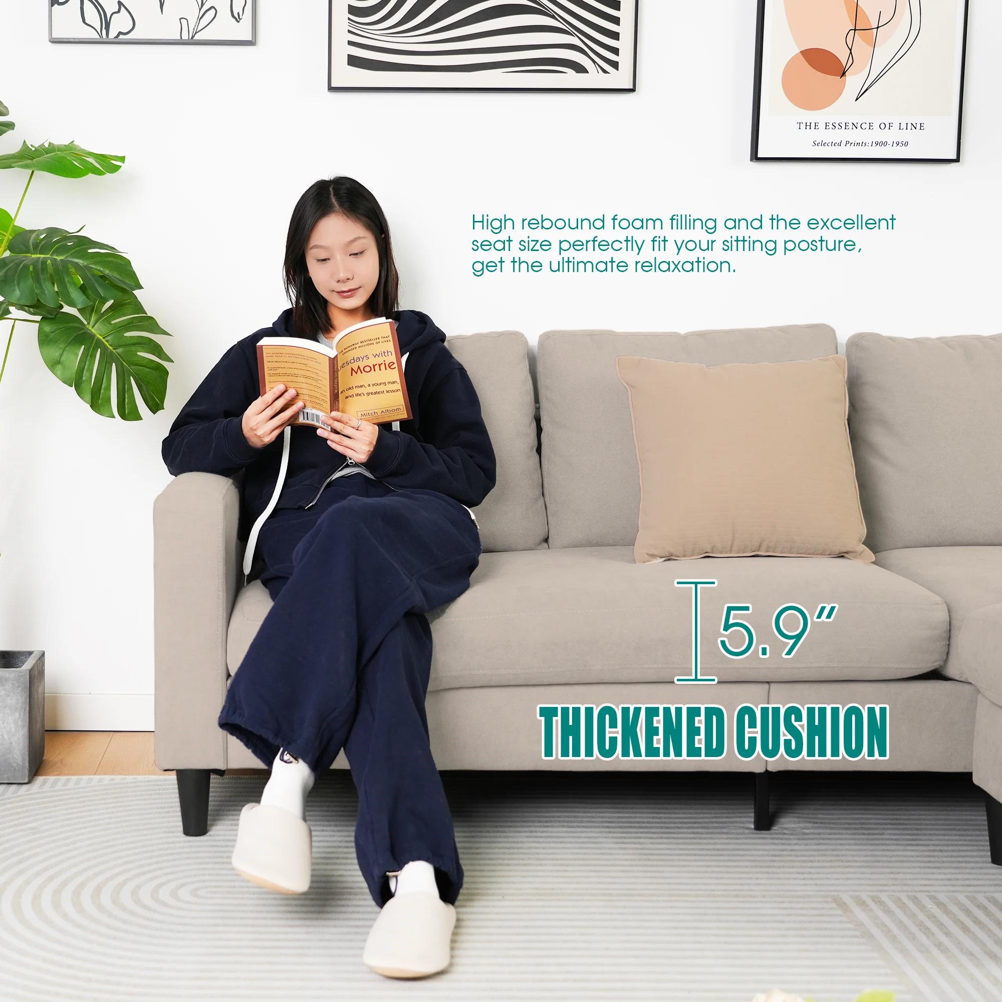 3 Seater Sofa Lounge Set Beige