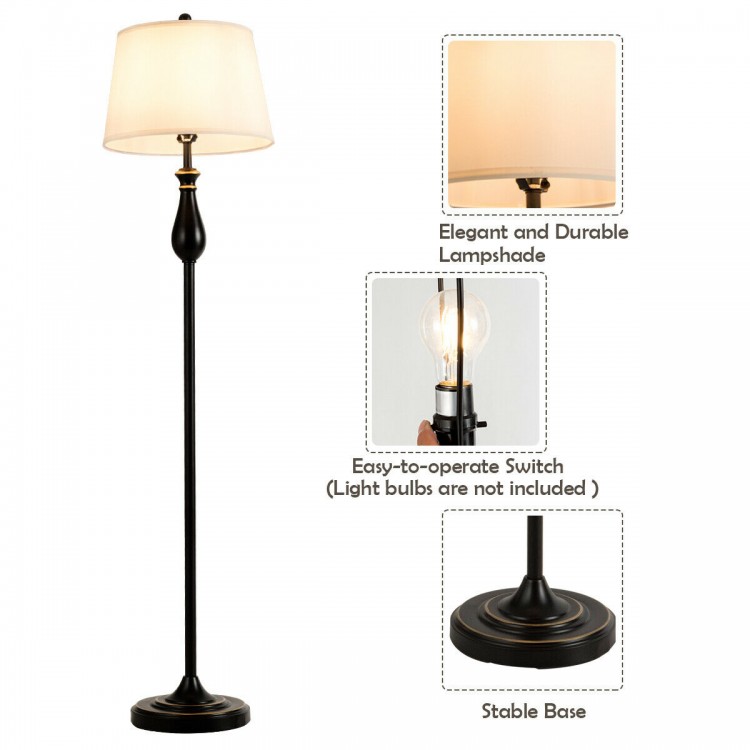 3 Pieces Brushed Nickel Lamp Set