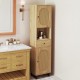 67 Inch Tall Bathroom Cabinet PE Rattan Floor Cabinet with 2 Doors