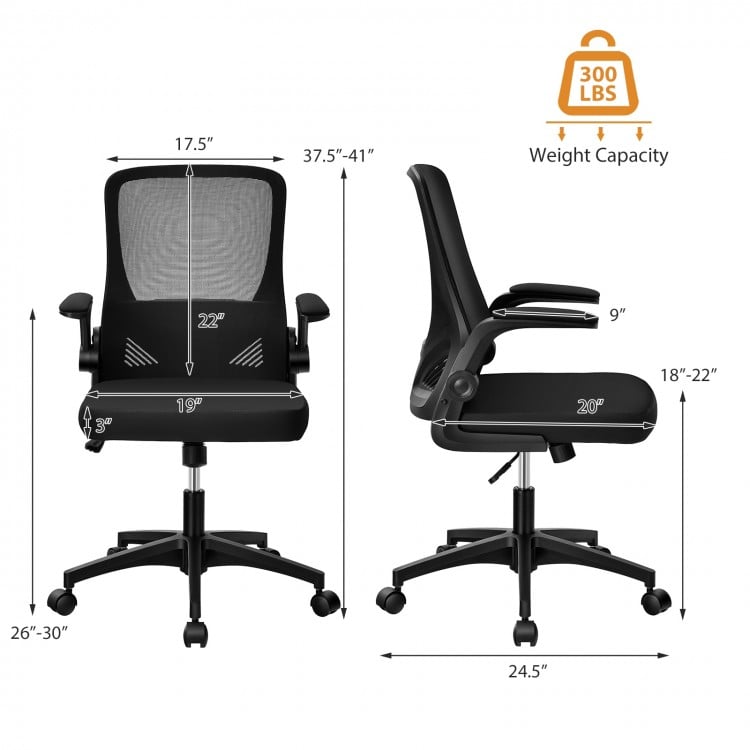 Swivel Mesh Office Chair with Foldable Backrest and Flip-Up Arms