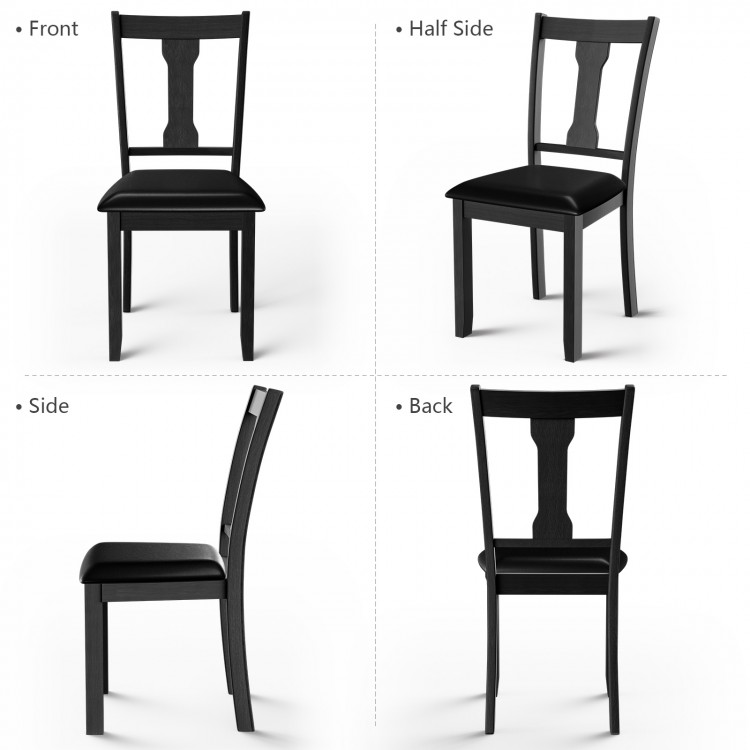 Set of 2 Dining Room Chair with Rubber Wood Frame and Upholstered Padded Seat