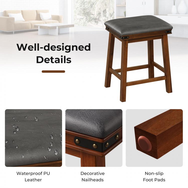 Set of 2 24/30 Inch Dining Bar Stool with Rubber Wood