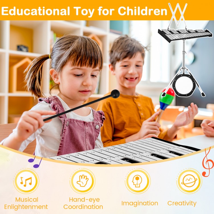 30 Notes Percussion with Practice Pad Mallets Sticks Stand