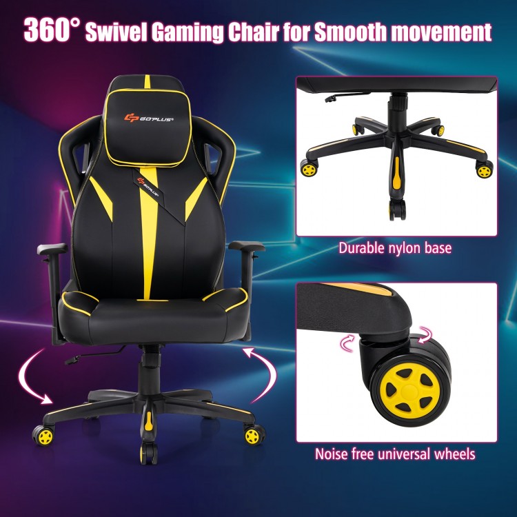 Ergonomic Gaming Chair with Adjustable Height and Reclining Backrest