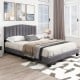 Modern Upholstered Bed Frame with Adjustable Vertical Channel Tufted Headboard