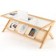 Z-Shaped Handwoven Bamboo Coffee Table with Tempered Glass Top