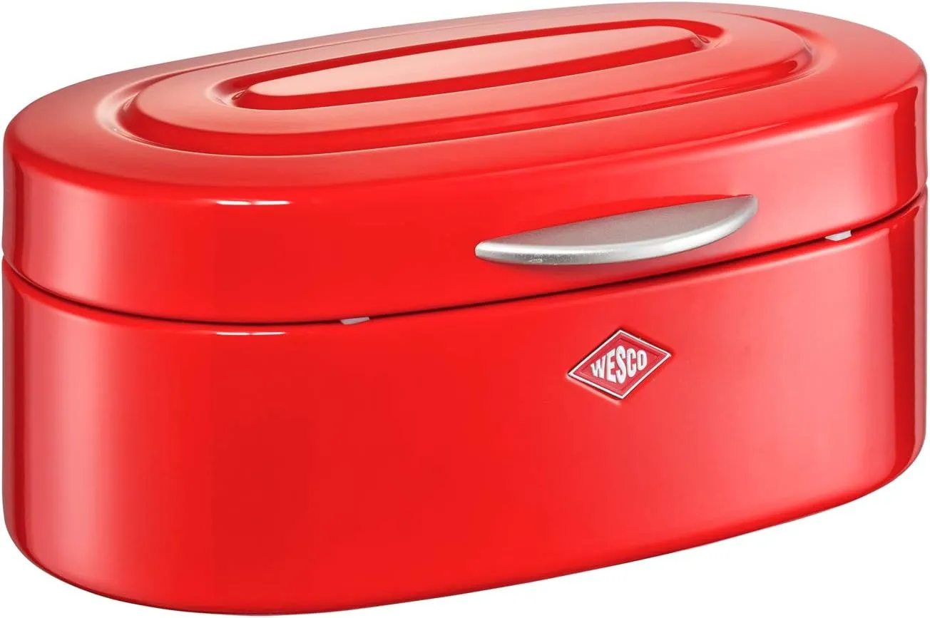 Wesco Retro Steel Breadbox, Red – Vintage Style, Ventilated, 12.59′′x7.63′′x5.5′′