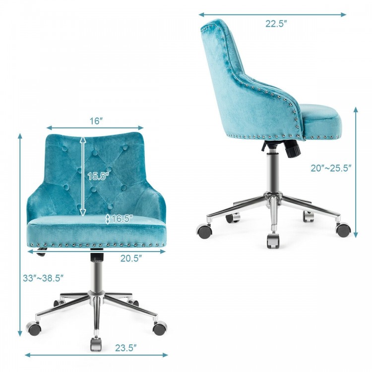 Tufted Upholstered Swivel Computer Desk Chair with Nailed Tri