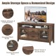 Wooden Retro TV Stand with Drawers and Tempered Glass Doors