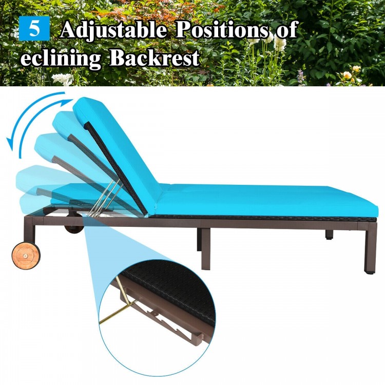 2-Person Patio Rattan Lounge Chair with Adjustable Backrest