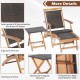2 Pieces Patio Rattan Folding Lounge Chair with Acacia Wood Table