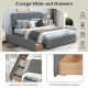 Queen Upholstered Platform Bed with Trundle and 2 Drawers No Box Spring Needed Noise Free
