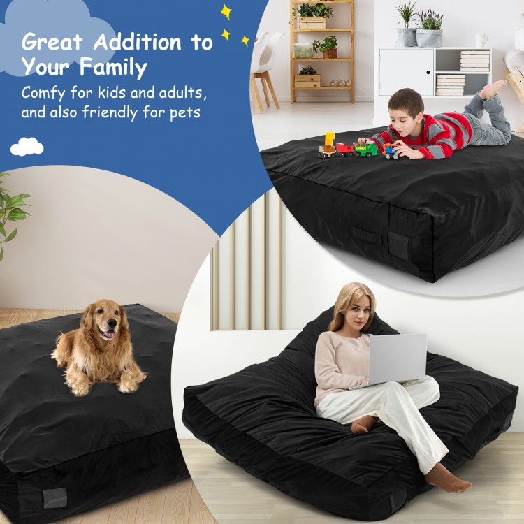 57 x 57 Inch Crash Pad Sensory Mat with Foam Blocks and Washable Velvet Cover