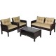 4 Pieces Outdoor Rattan Wicker Furniture Set with Cushions