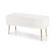 Upholstered Faux Fur Vanity Stool with Golden Legs for Makeup Room