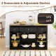 55 inch Large Buffet Sideboard Kitchen Storage Cabinet with 3 Drawers 2 See-through Doors Adjustable Shelves Wine Bar Table