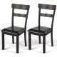 Set of 2 Dining Chairs With Rubber Wood Frame and Upholstered Faux Leather Seat