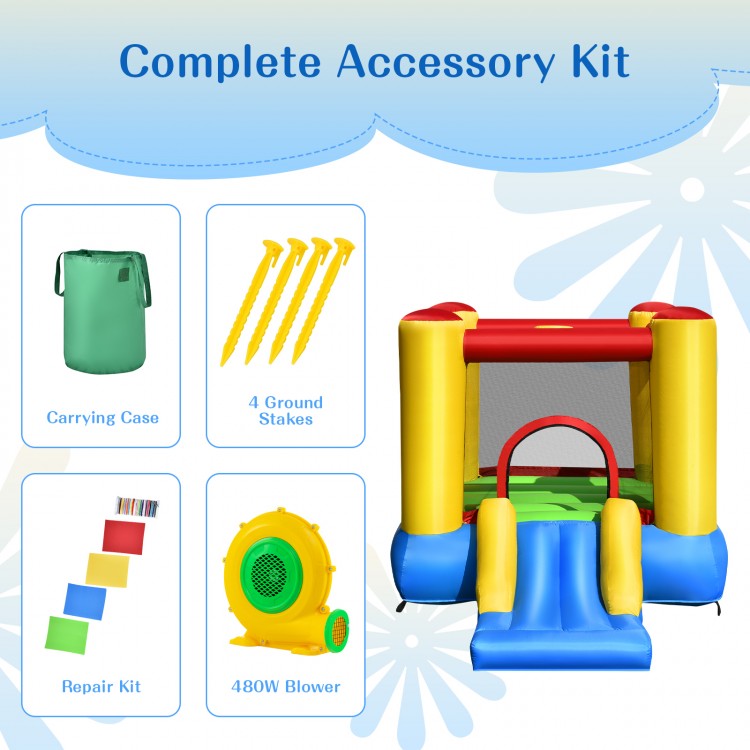 Kids Inflatable Bounce House with Slide and 480W blower