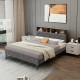 Full/Queen Size Upholstered Bed Frame with Storage Headboard