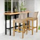 Set of 2 Rattan Patio Wood Barstools Dining Chairs with Backrest
