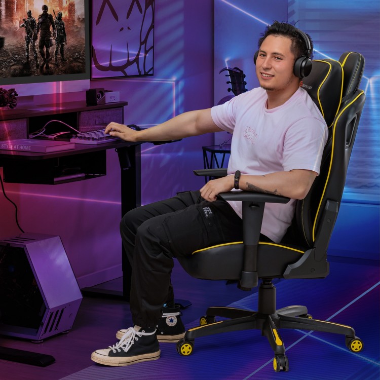 Ergonomic Gaming Chair with Adjustable Height and Reclining Backrest