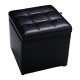16 Inch Ottoman Pouffe with Hinge Top for Storage