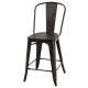 Set of 4 Industrial Metal Counter Stool Dining Chairs with Removable Backrest