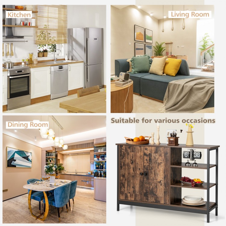 Industrial Kitchen Sideboard Buffet with Open Shelves