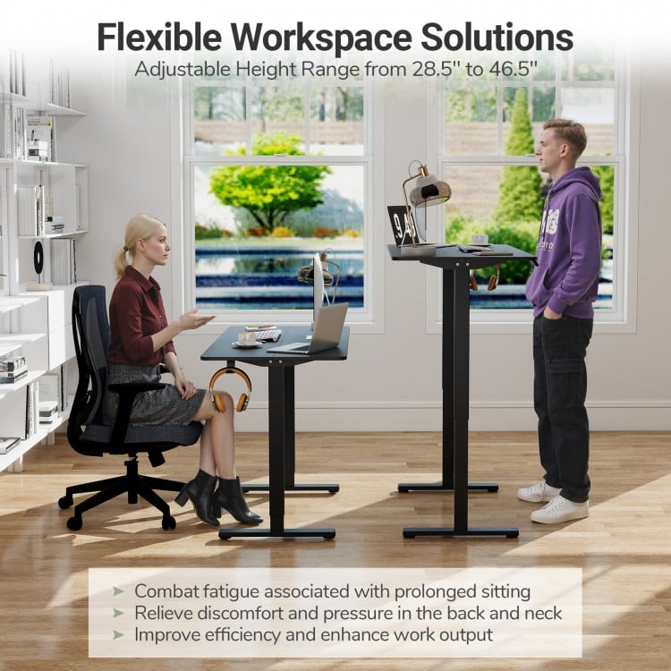 48 Inch x 24 Inch Ergonomic Electric Standing Desk with 3 Memory Settings for Home Office