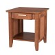 Rattan Nightstand End Table with Drawer and Storage Shelf