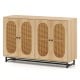 50 Inch Buffet Sideboard Cabinet with 4 Rattan Doors and Adjustable Shelves