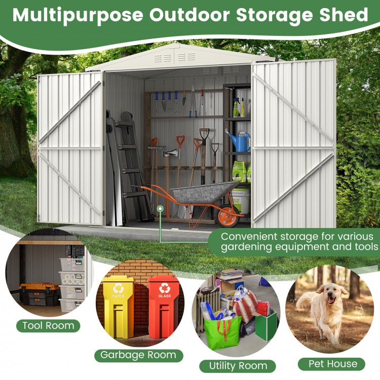 7 x 4 Feet Metal Outdoor Storage Shed with Lockable Door