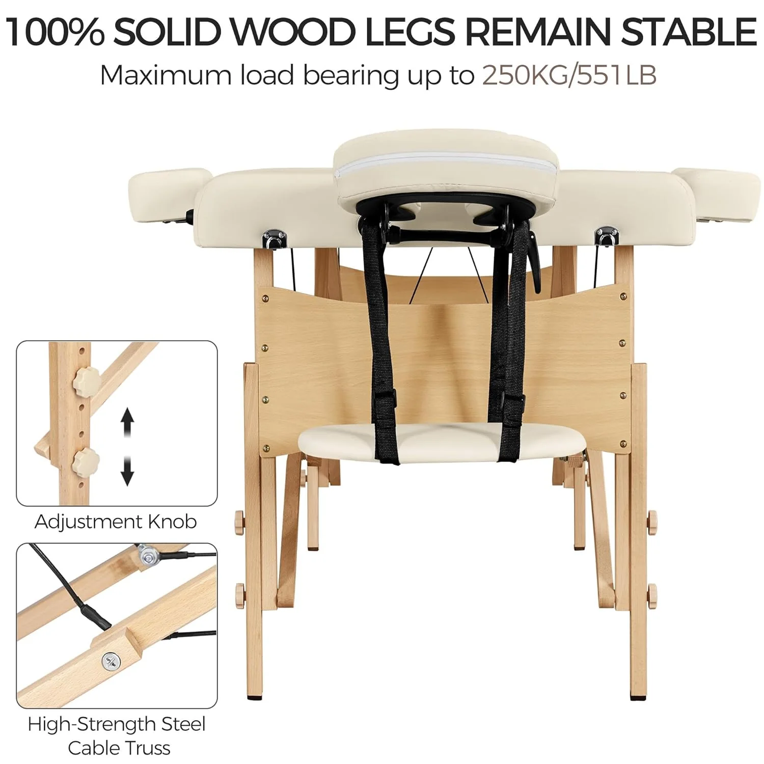 Yaheetech Massage Table Portable Lash Beds Spa Bed Massage Couch Foldable Spa Tables Adjustable 2 Fold with Non-Woven Bag 24 inch, Black