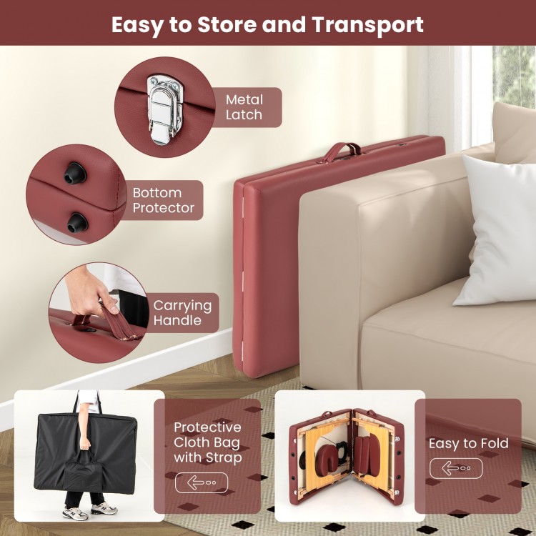 84 Inch Foldable Massage Table with Carrying Bag and Height Adjustable