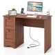 Wooden Computer Desk Workstation with 2 Drawers for Home and Office