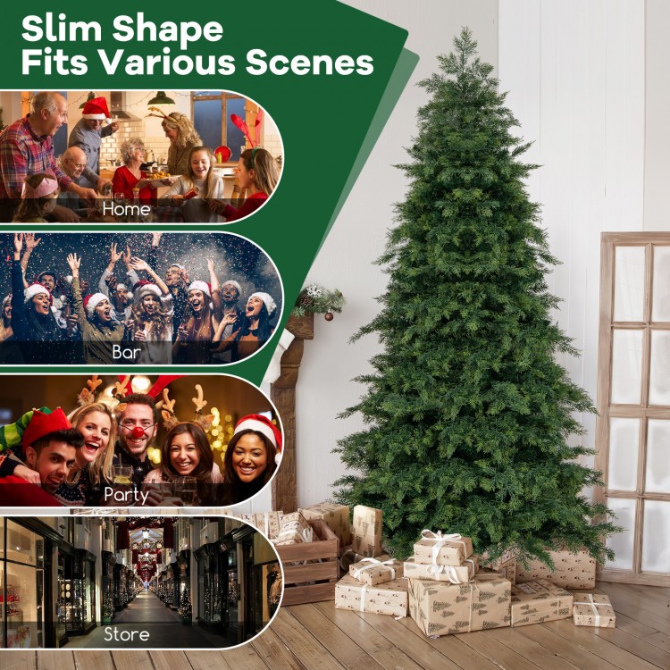 6/7.5 Feet Pre-Lit Artificial Christmas Tree with 11 Modes and Metal Stand