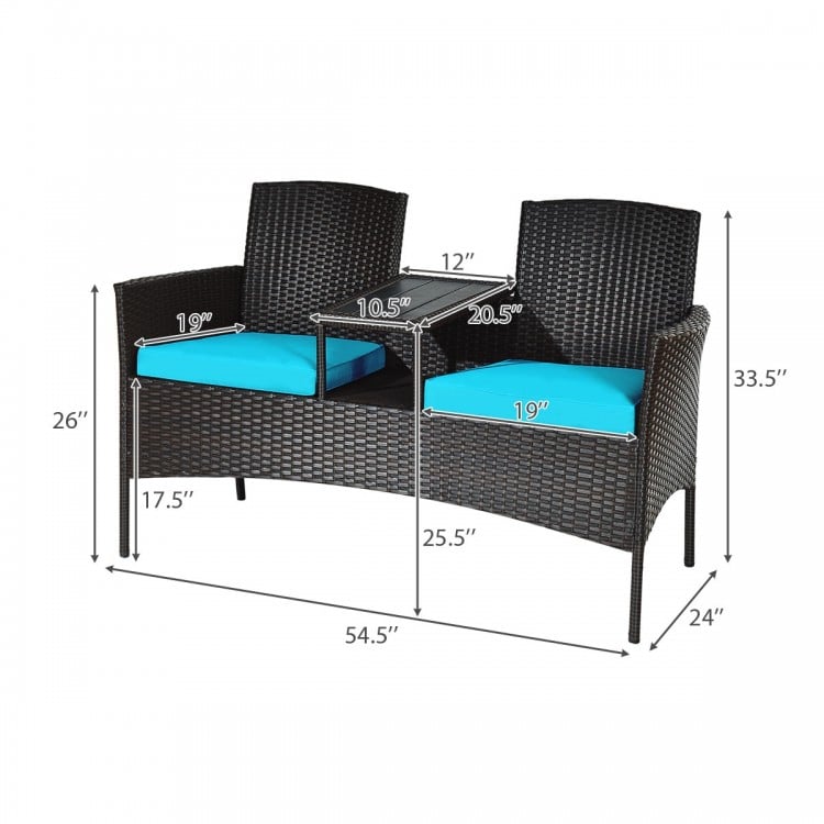 Patented Modern Patio Set with Built-in Coffee Table and Cushions