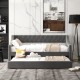 Twin Size Daybed with Trundle Sofa Bed with Curved Armrests and Backrest