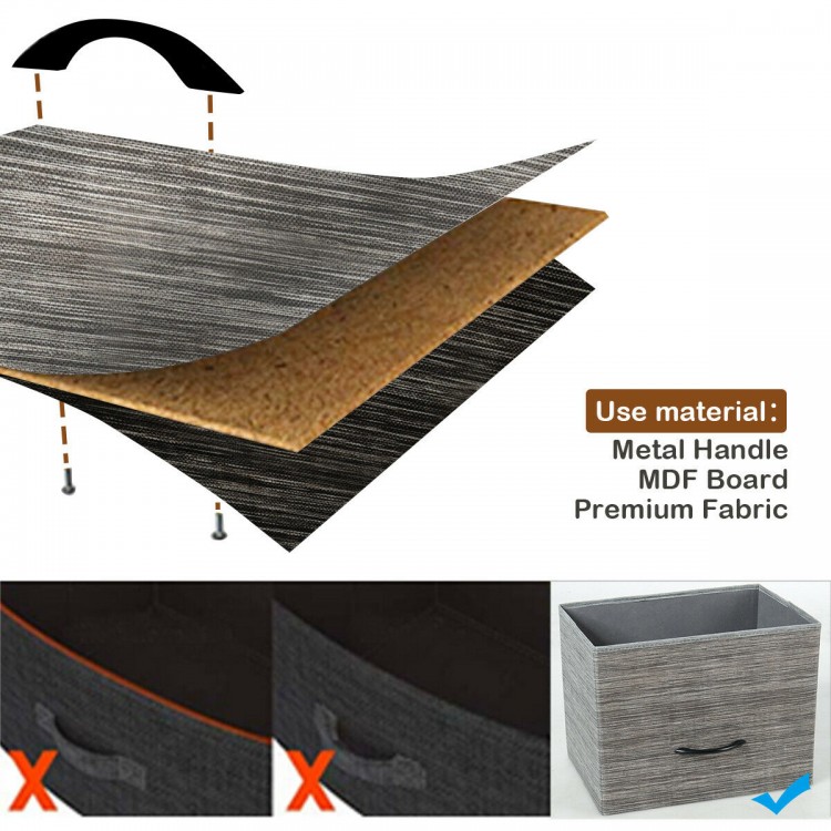 3-in-1 Portable Multifunctional  Dresser with 8 Fabric Drawers and Metal Rack