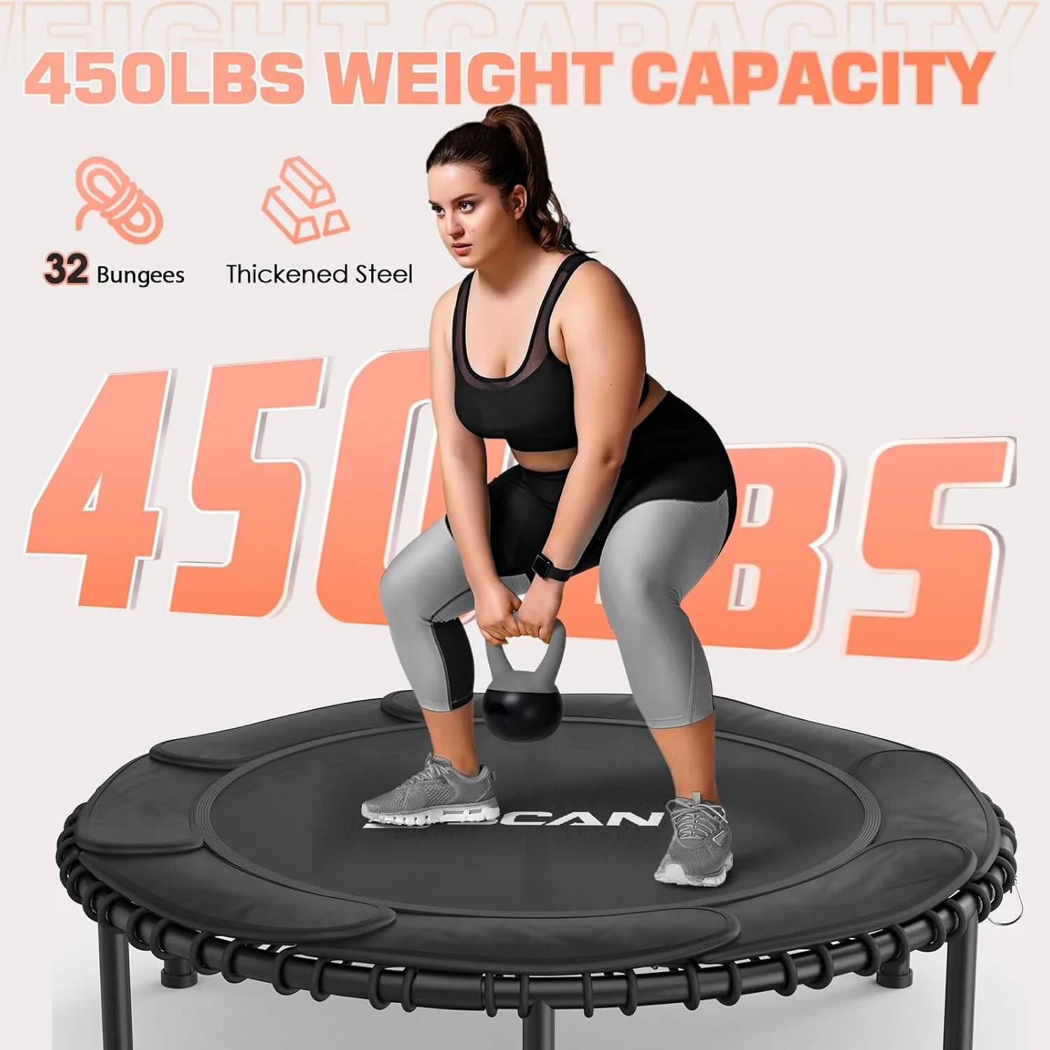 BCAN 450/550 LBS Foldable Mini Trampoline, 40