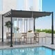 10 x 10 Feet Outdoor Pergola with Retractable Canopy and Metal Columns